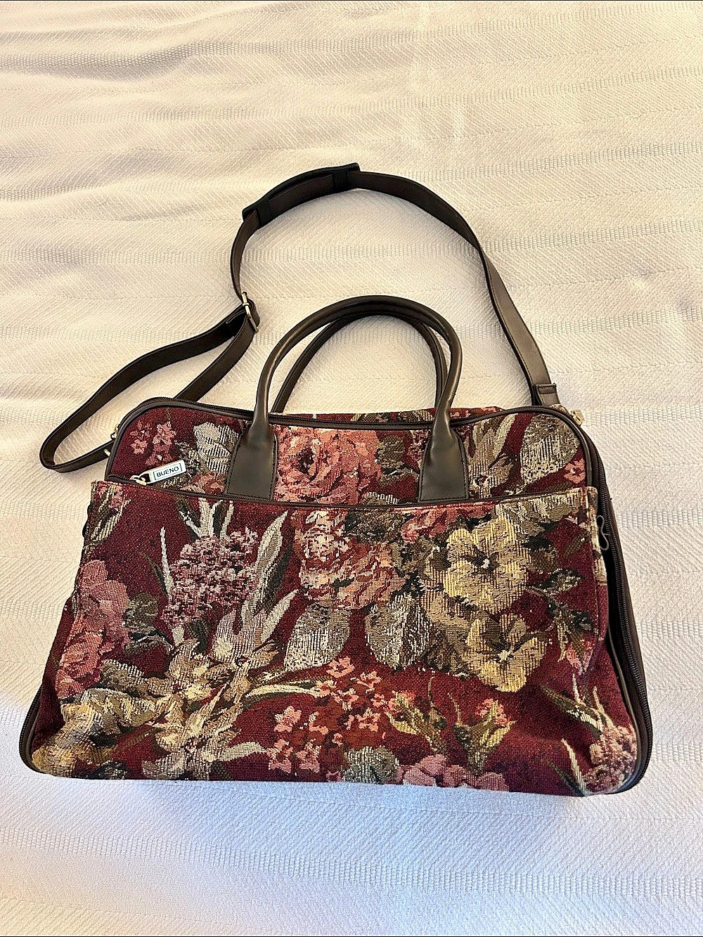 Bueno Floral Satchel in Brown & Red